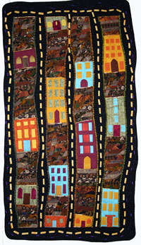 Row Houses - fiber art